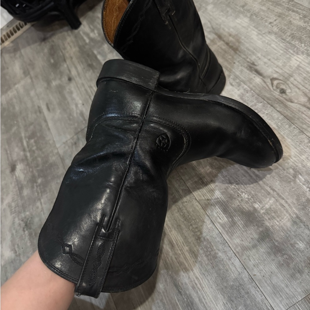 Ariat Black Leather Ankle Boots with Side Zipper